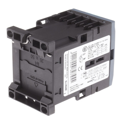 Siemens 3RT2 Series Contactor, 110 V ac Coil, 3-Pole, 9 A, 4 kW, 3NO, 400 V ac