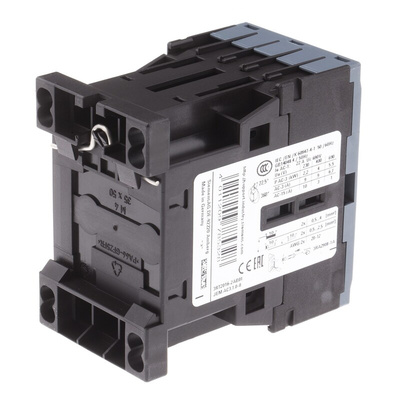 Siemens 3RT2 Series Contactor, 24 V ac Coil, 3-Pole, 9 A, 4 kW, 3NO, 400 V ac