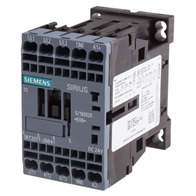 Siemens 3RT2 Series Contactor, 24 V dc Coil, 3-Pole, 12 A, 5.5 kW, 3NO, 400 V ac