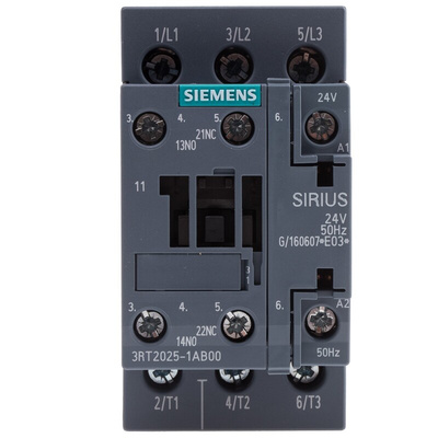 Siemens 3RT2 Series Contactor, 24 V ac Coil, 3-Pole, 16 A, 7.5 kW, 3NO, 400 V ac