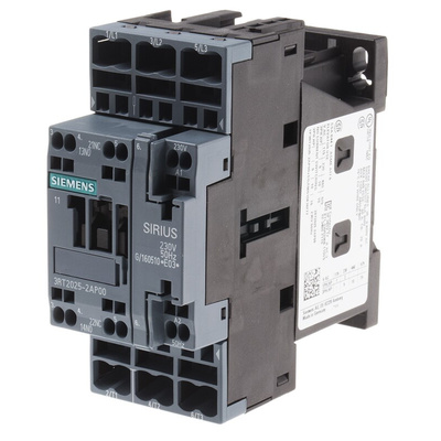Siemens 3RT2 Series Contactor, 230 V ac Coil, 3-Pole, 16 A, 7.5 kW, 3NO, 400 V ac