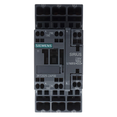 Siemens 3RT2 Series Contactor, 230 V ac Coil, 3-Pole, 16 A, 7.5 kW, 3NO, 400 V ac