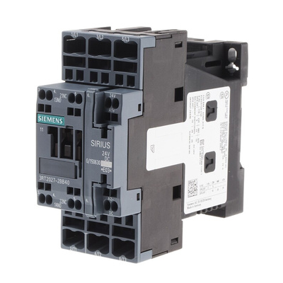 Siemens 3RT2 Series Contactor, 24 V dc Coil, 3-Pole, 32 A, 15 kW, 3NO, 400 V ac