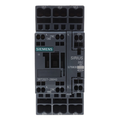 Siemens 3RT2 Series Contactor, 24 V dc Coil, 3-Pole, 32 A, 15 kW, 3NO, 400 V ac
