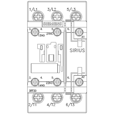 Siemens 3RT2 Series Contactor, 24 V ac Coil, 3-Pole, 38 A, 18.5 kW, 3NO, 400 V ac