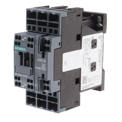 Siemens 3RT2 Series Contactor, 110 V ac Coil, 3-Pole, 38 A, 18.5 kW, 3NO, 400 V ac