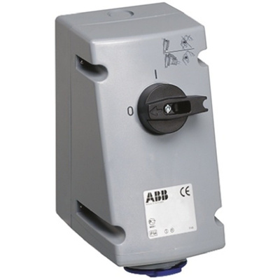 ABB Switchable IP44 Industrial Interlock Socket 2P+E, Earthing Position 6h, 32A, 250 V