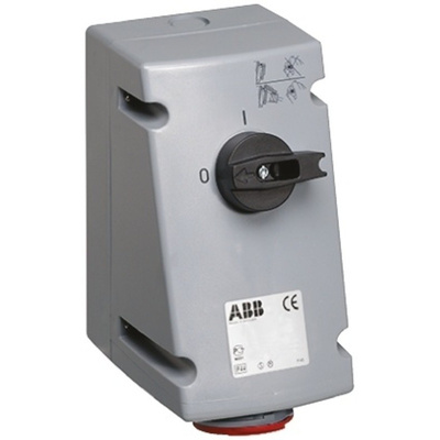 ABB Switchable IP44 Industrial Interlock Socket 3PN+E, Earthing Position 6h, 16A, 415 V
