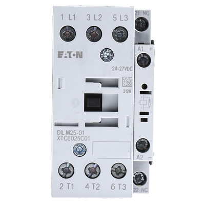 Eaton Contactor, 24 V dc Coil, 3-Pole, 25 A, 11 kW, 3NO, 400 V ac