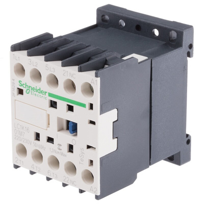 Schneider Electric LC1K Series Contactor, 220 V ac Coil, 3-Pole, 16 A, 3NO, 690 V ac