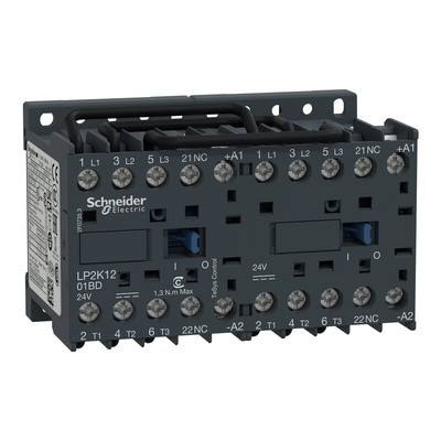 Schneider Electric LP2K Series Reversing Contactor, 24 V dc Coil, 3-Pole, 12 A, 3NO, 690 V ac