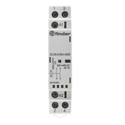 Finder 22 Series Series Contactor, 240 V ac Coil, 4-Pole, 25 A