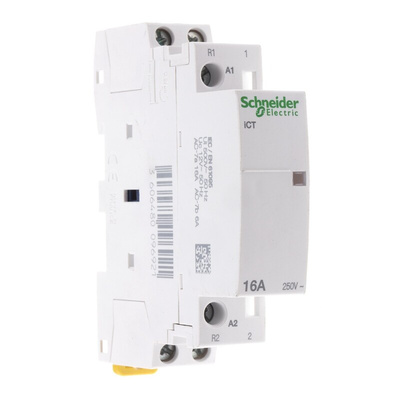 Schneider Electric iCT Series Contactor, 12 V ac Coil, 2-Pole, 16 A, 1NO + 1NC, 250 V ac