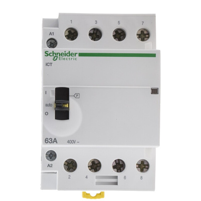 Schneider Electric iCT Series Contactor, 230 V ac Coil, 4-Pole, 63 A, 4NO, 400 V ac