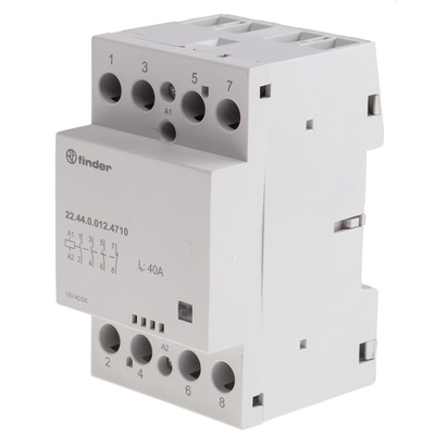 Finder 22 Series Series Contactor, 12 V ac/dc Coil, 4-Pole, 40 A