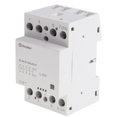 Finder 22 Series Series Contactor, 125 V ac Coil, 4-Pole, 40 A