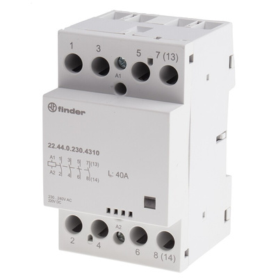 Finder 22 Series Series Contactor, 240 V ac Coil, 4-Pole, 40 A