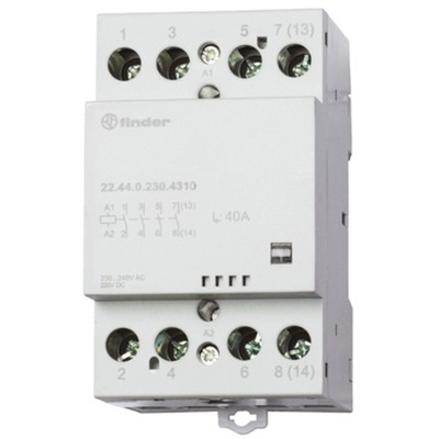Finder 22 Series Series Contactor, 120 V ac Coil, 4-Pole, 40 A