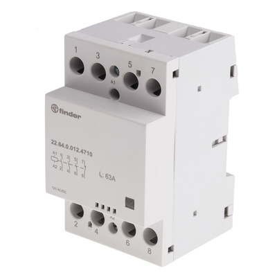 Finder 22 Series Series Contactor, 12 V ac/dc Coil, 4-Pole, 63 A