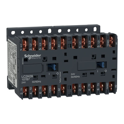 Schneider Electric LC2K Series Reversing Contactor, 24 V ac Coil, 3-Pole, 9 A, 4 kW, 1NC, 600 V ac