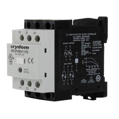 Sensata / Crydom DRC Series Solid State Contactor, 3-Pole, 8 mA, 1NO + 1NC, 24 Vdc