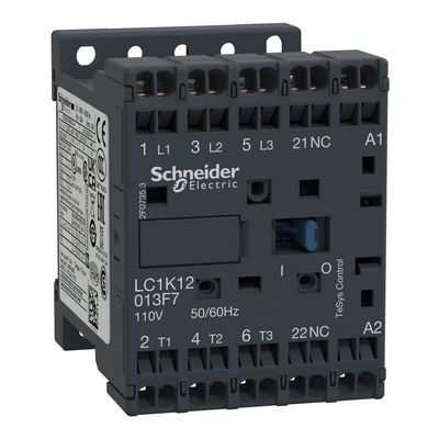 Schneider Electric LC1K Series Contactor, 110 V ac Coil, 3-Pole, 20 A, 5.5 kW, 3NO