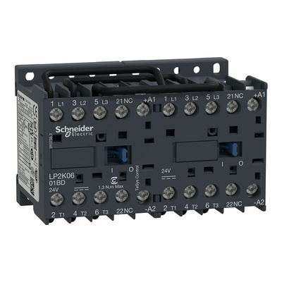 Schneider Electric LP2K Series Contactor, 12 V dc Coil, 3-Pole, 6 A, 3 kW, 3NO, 690 V ac