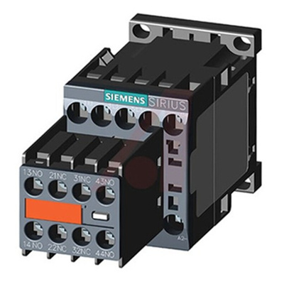 Siemens 3RT2 Series Contactor, 24 V dc Coil, 3-Pole, 7 A, 3 kW, 3NO, 400 V ac