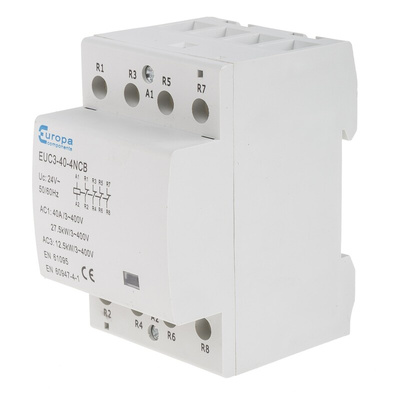 Europa Contactor, 24 V ac Coil, 4-Pole, 40 A, 12.5 kW, 4NC, 400 V ac