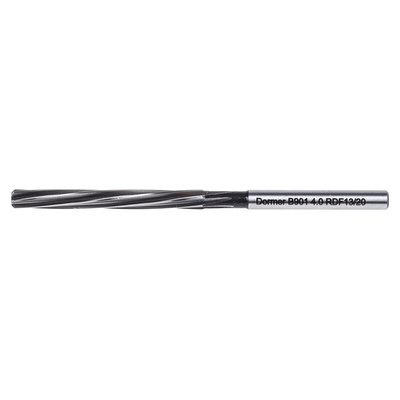 Dormer Straight Shank Reamer Bit, 4mm Diameter, Spiral Flute, 76 mm Overall