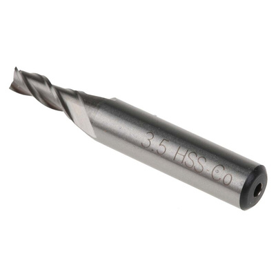 RS PRO End Mill, 3.5mm Cutter, HSS, 6 mm Shank, 8.5mm Cut