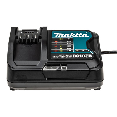 Makita DC10SB Battery Charger, 10.8V for use with BL1016, BL1021B, BL1041B, UK Plug