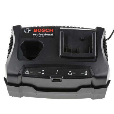 Bosch GAX 18V-30 Battery Pack Charger, 12 V, 18 V for use with Bosch Cordless Power Tools, UK Plug
