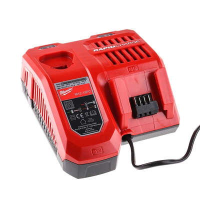 Milwaukee M12-18FC Battery Charger, 12 V, 18 V for use with M12 Series, M14 Series, M18 Series, UK Plug