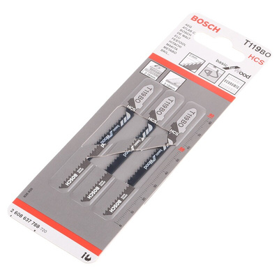 Bosch, 13 Teeth Per Inch 50mm Cutting Length Jigsaw Blade, Pack of 3