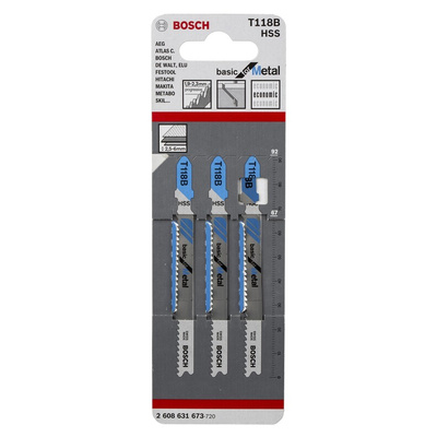 Bosch, 11 - 13 Teeth Per Inch 50mm Cutting Length Jigsaw Blade, Pack of 3