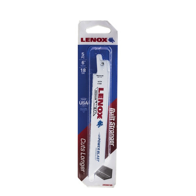Lenox, 18 Teeth Per Inch 152mm Cutting Length Reciprocating Saw Blade, Pack of 5