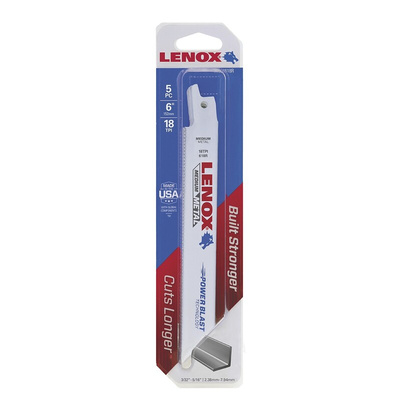 Lenox, 18 Teeth Per Inch 152mm Cutting Length Reciprocating Saw Blade, Pack of 5