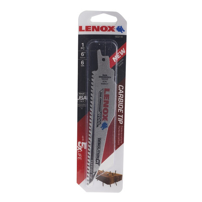 Lenox, 6 Teeth Per Inch 152mm Cutting Length Reciprocating Saw Blade, Pack of 1