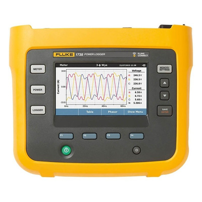 Fluke 1738 Energy Monitor & Logger for Current, Current Harmonic, Frequency, TDD, THD Current, THD Voltage, Unbalance,