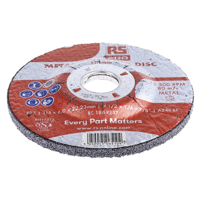 RS PRO Aluminium Oxide Grinding Disc, 115mm x 6mm Thick, P120 Grit, 5 in pack