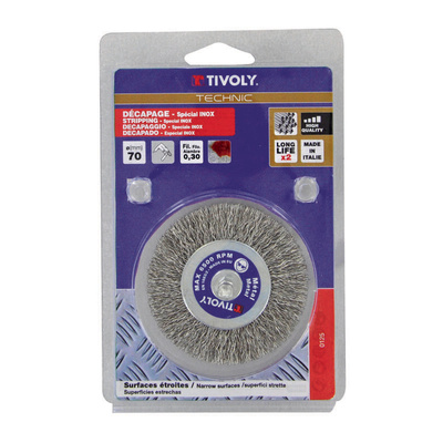 Tivoly Stainless Steel Circular Abrasive Brush, 70mm Diameter