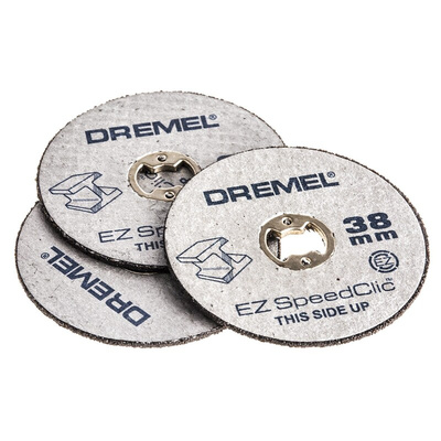 Dremel Aluminium Oxide Cutting Disc, 38mm x 1.12mm Thick, Very Fine Grade, P60 Grit, EZ Speedclic, 12 in pack