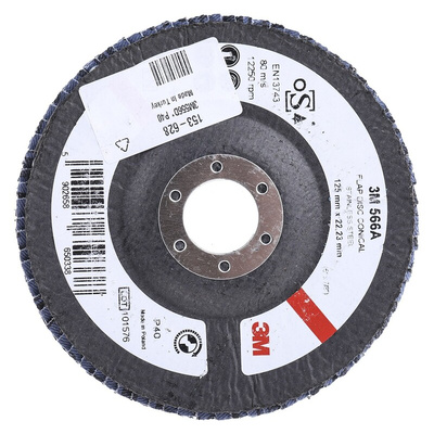 3M 566A Zirconia Aluminium Flap Disc, 125mm, Coarse Grade, P40 Grit, PN65026