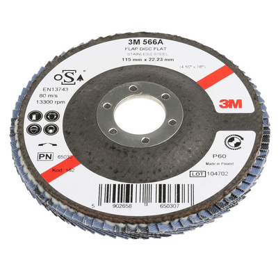 3M Zirconia Aluminium Flap Disc, 115mm, P60 Grit