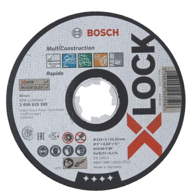 Bosch X-Lock Aluminium Oxide Cutting Disc, 125mm x 1mm Thick, 50 in pack