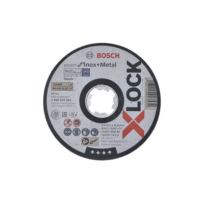 Bosch X-Lock Aluminium Oxide Cutting Disc, 115mm x 1mm Thick, P220 Grit, 25 in pack