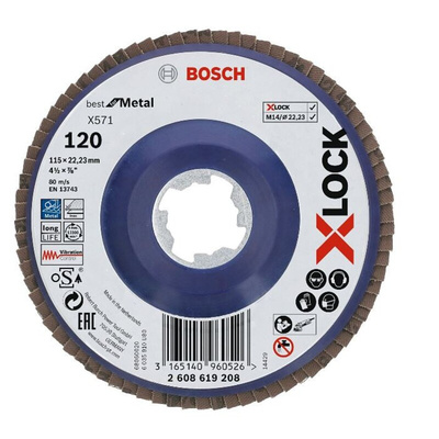 Bosch X-LOCK Flap Disc, 115mm, 120 Grit