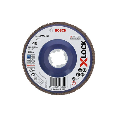 Bosch X-Lock Zirconia Aluminium Flap Disc, 125mm, P80 Grit, X571