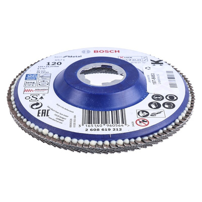 Bosch X-Lock Zirconia Aluminium Flap Disc, 125mm, P120 Grit, X571